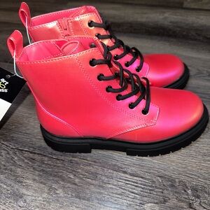 Art Class Girls Pink Iridescent Kayden Combat Boots Size 4 Easter Spring NWT Box